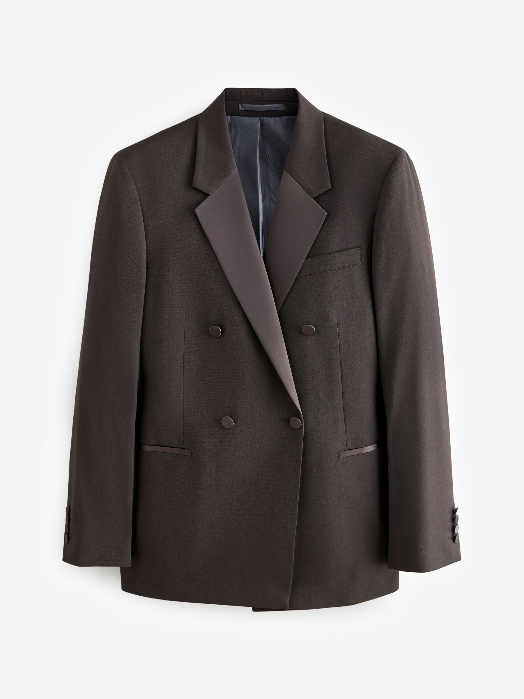 Bruin - Slim fit smoking colbert met dubbele knopenrij
