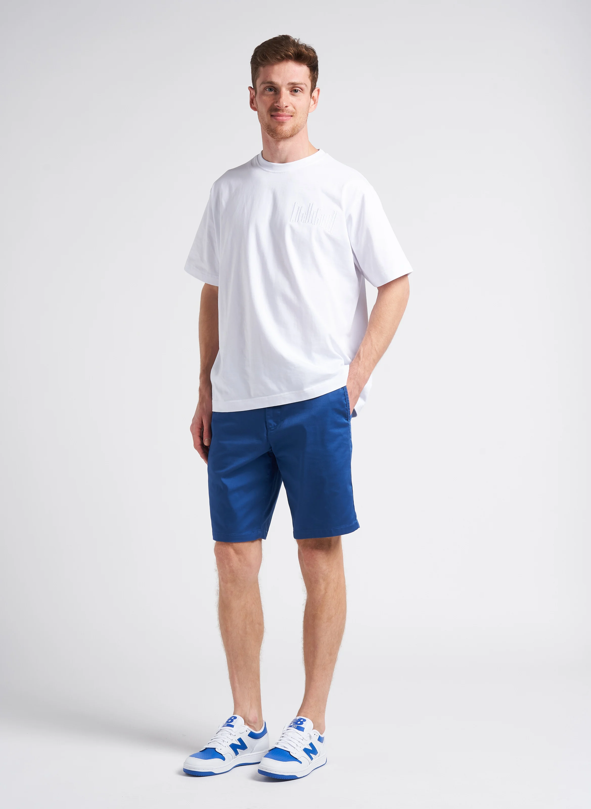 Short en coton mélangé| Bleu