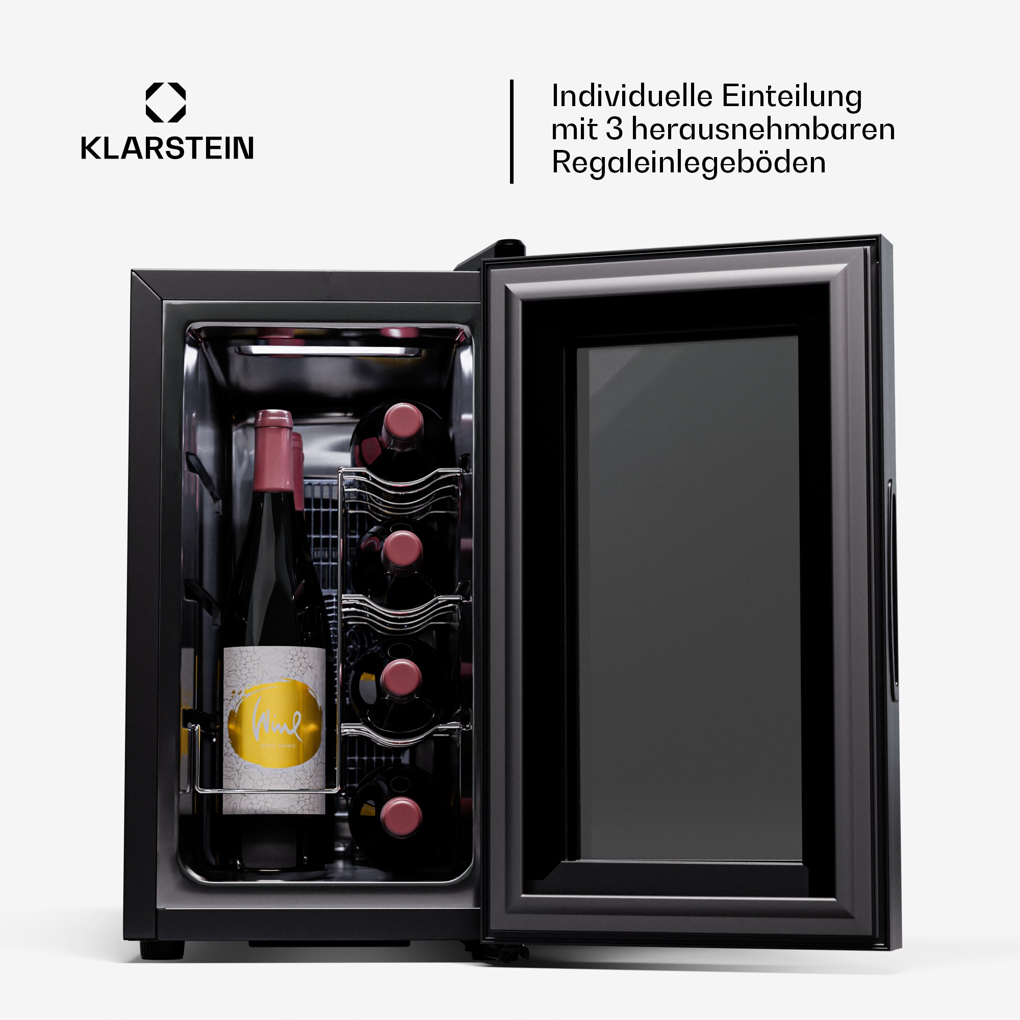 Shiraz 8 Uno Vertical Weinkühlschrank 8 Flaschen 8 - 18 °C Touch-Control Schwarz 8 Flaschen 1 Kühlzone