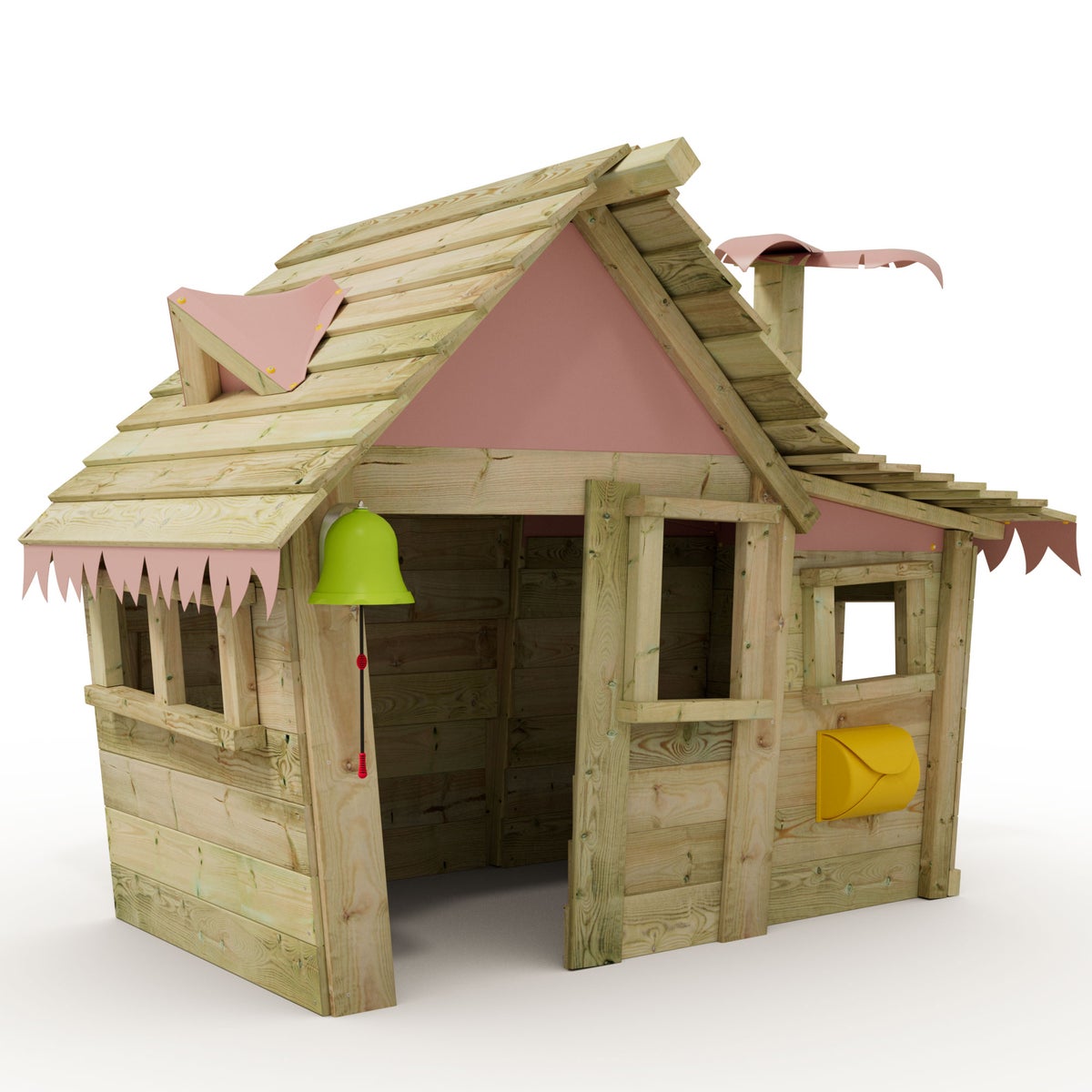 WICKEY Kinderspeelhuis Casita met houten dak en raam - Pastelroze