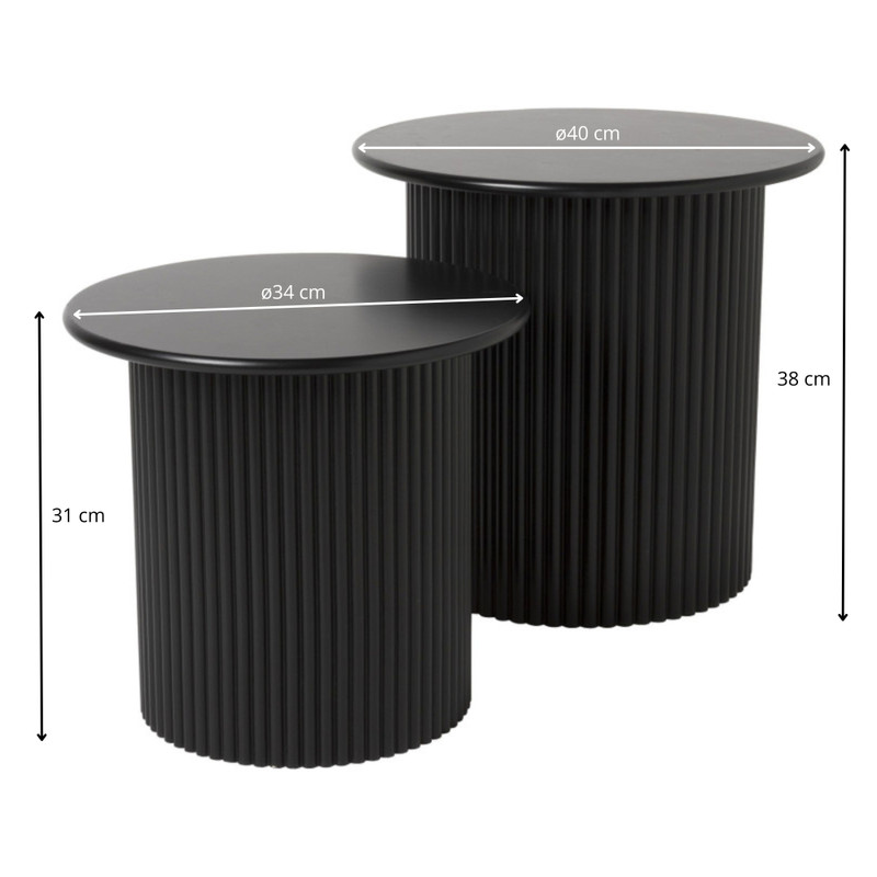 Bijzettafels Oslo - zwart - set van 2