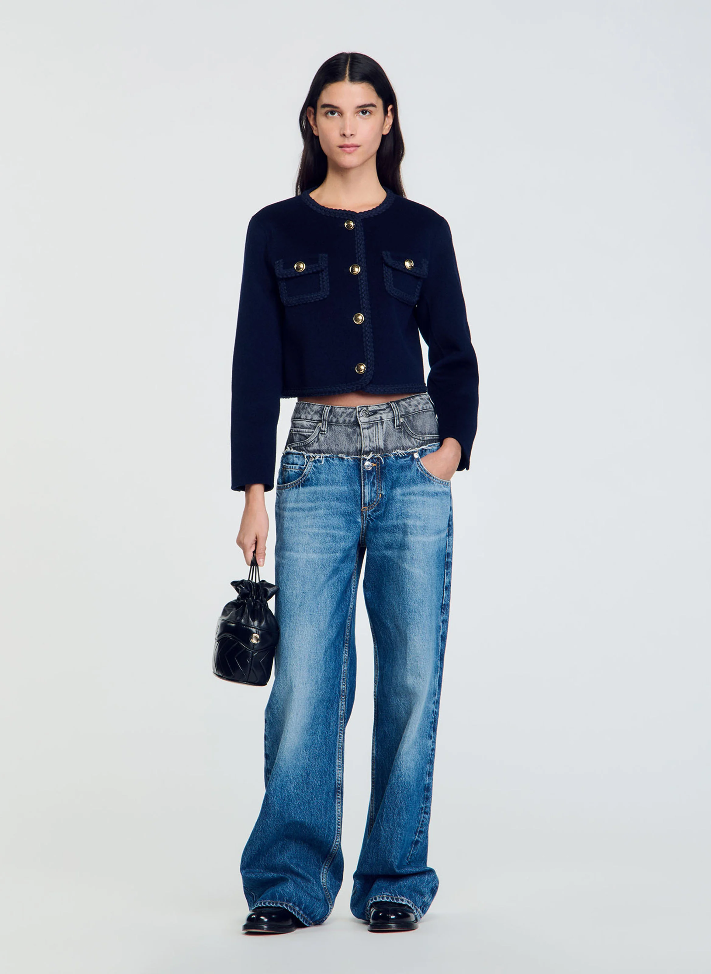 Veste courte en laine | Bleu