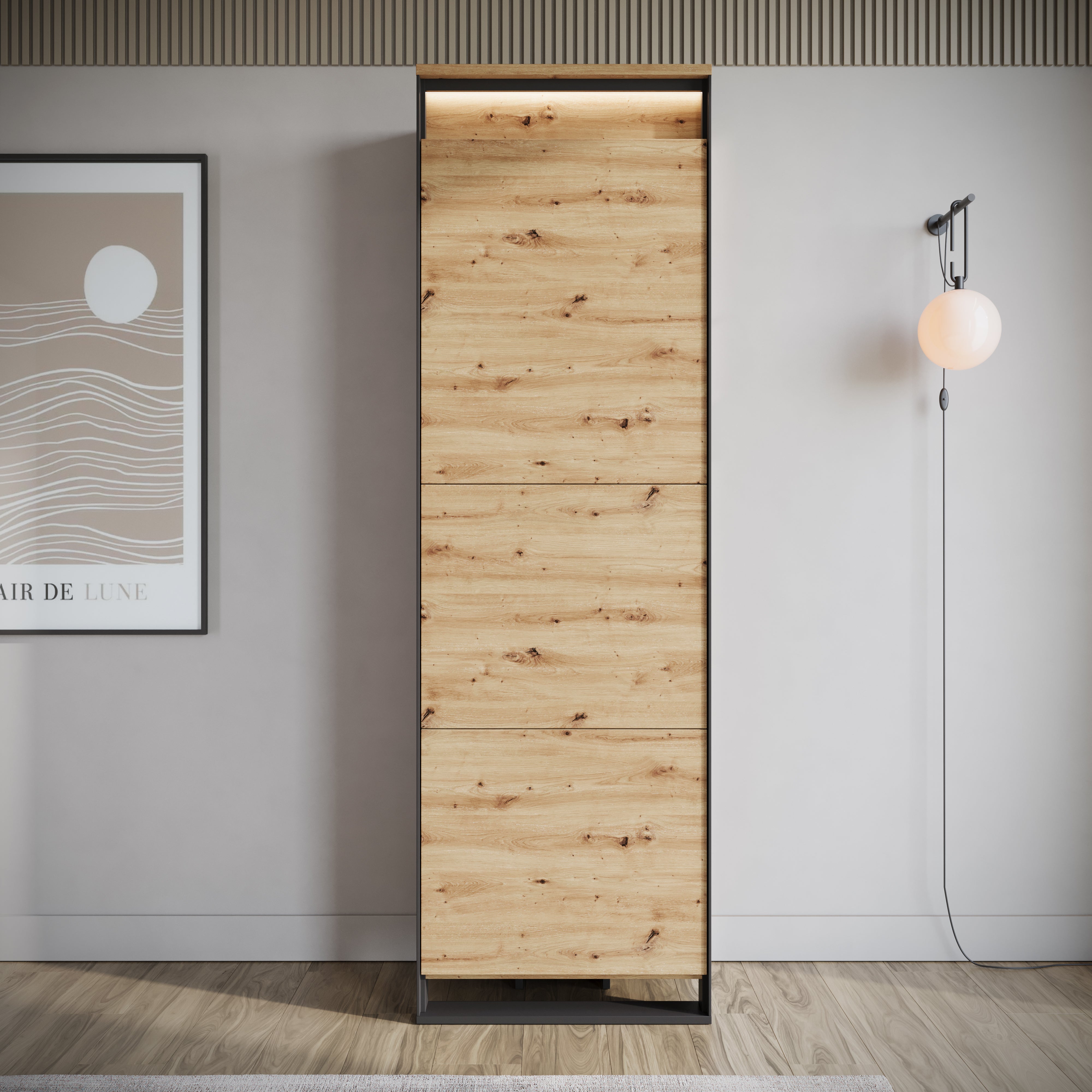 Quincy - Kledingkast met deur - Eiken - 60x41x195 cm
