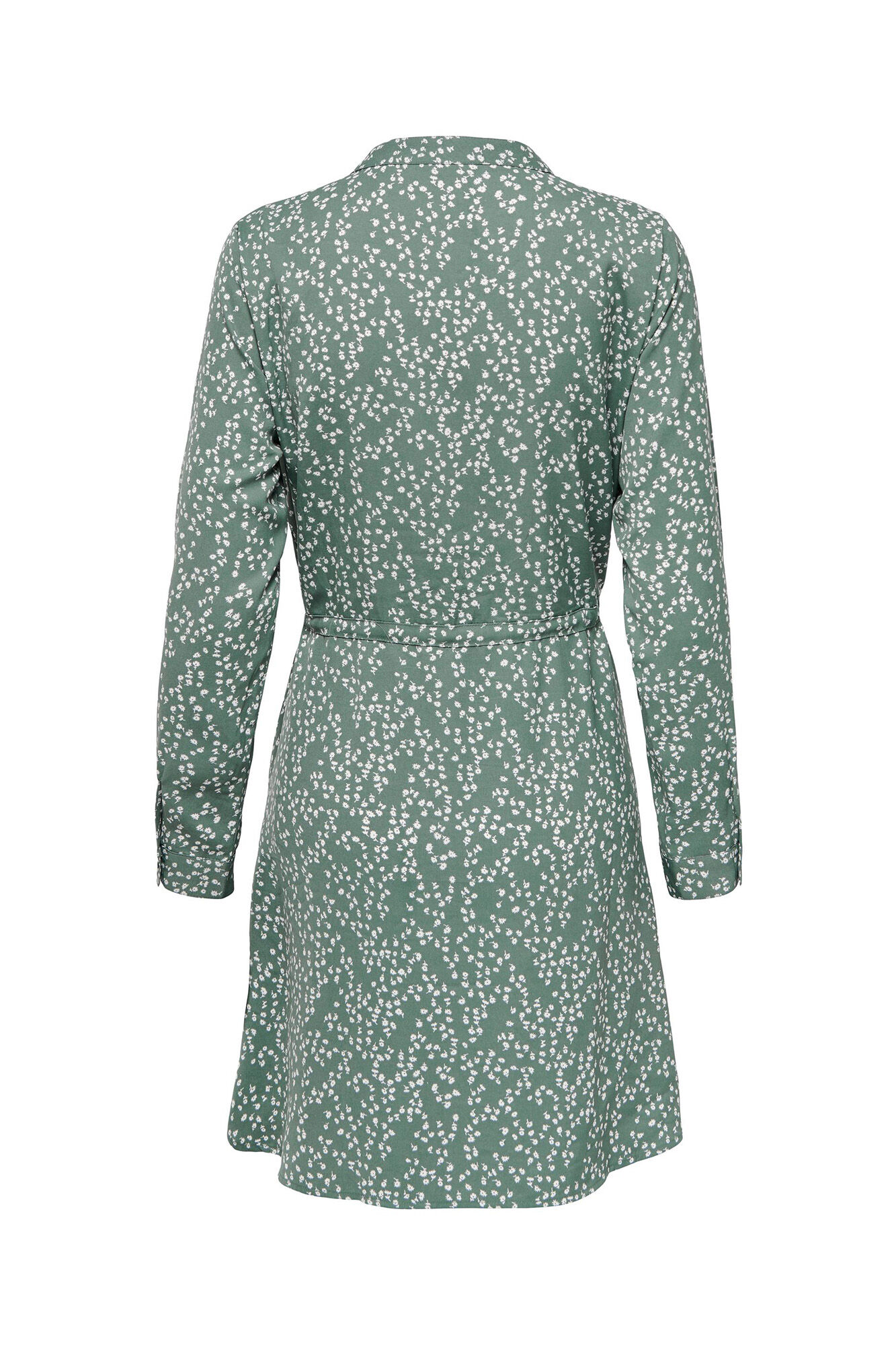 Vestido com botões frontais e decote em V