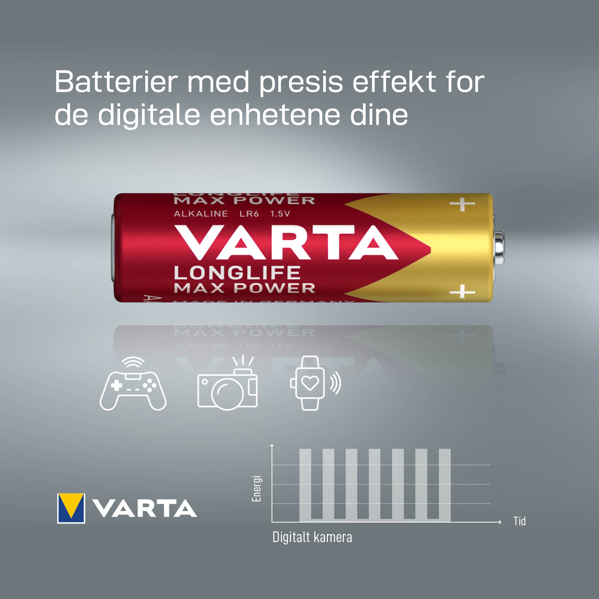 Varta Longlife Max Power AA-batterier 8-pk.