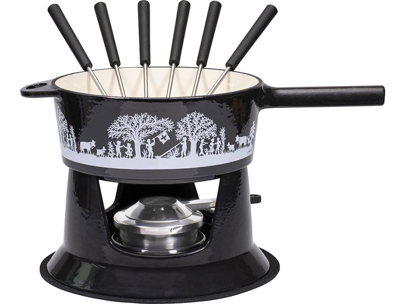 Kadastar Käsefondue-Set Bergchilbi G22 10 Teile, Schwarz Fondue-Set