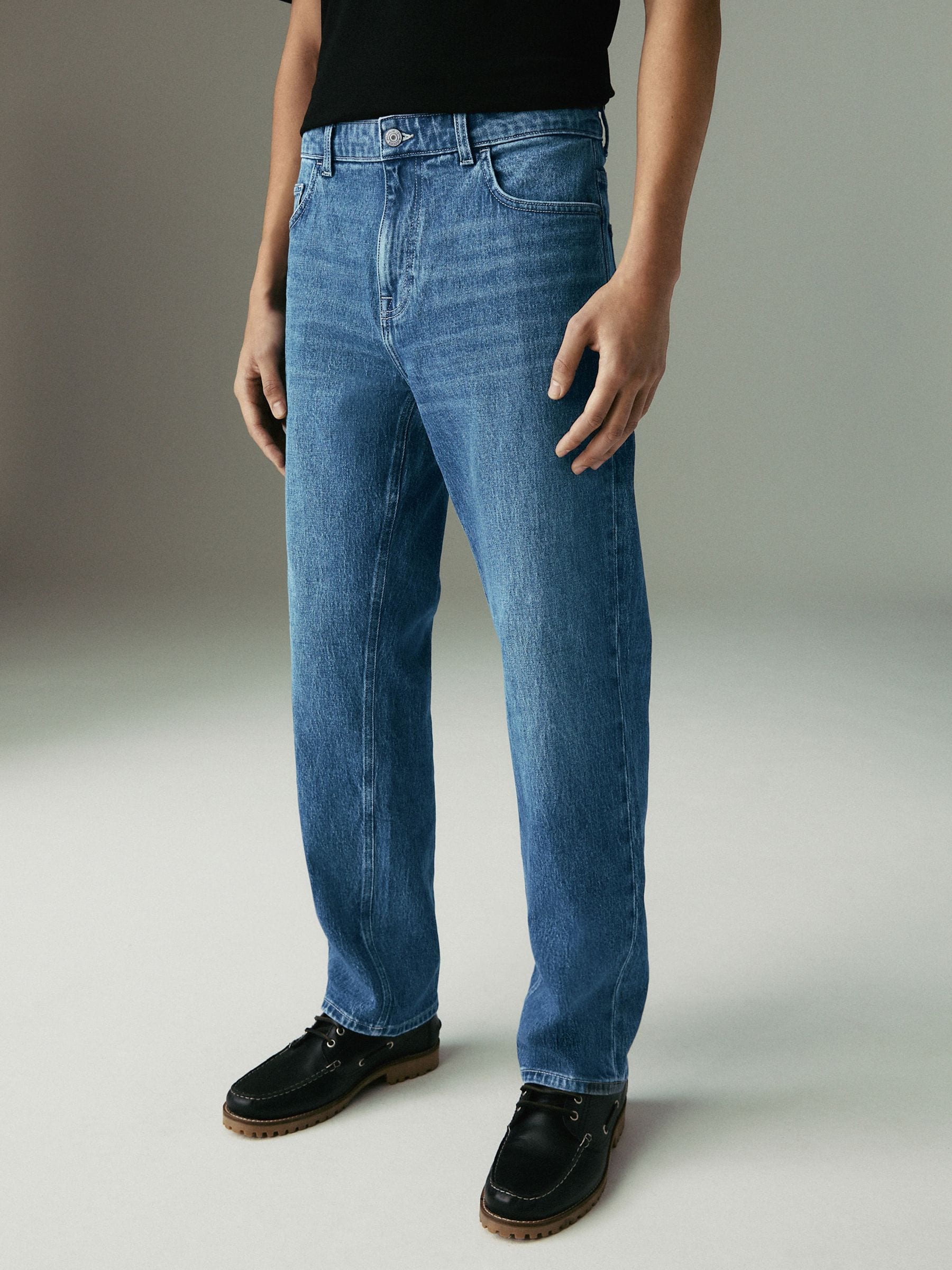 Mediumblauw getint - Straight fit - Vintage wash denim jeans