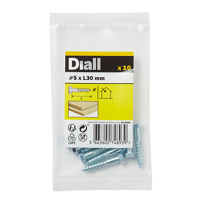 Tirefonds DIN 571 zingués 5x30 mm - 10 pièces