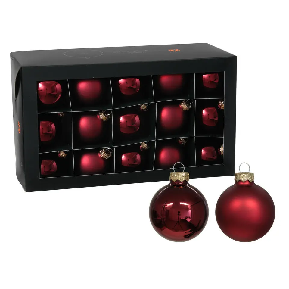 Othmar Decorations kerstballen - 30x - donkerrood - glas - 57 mm