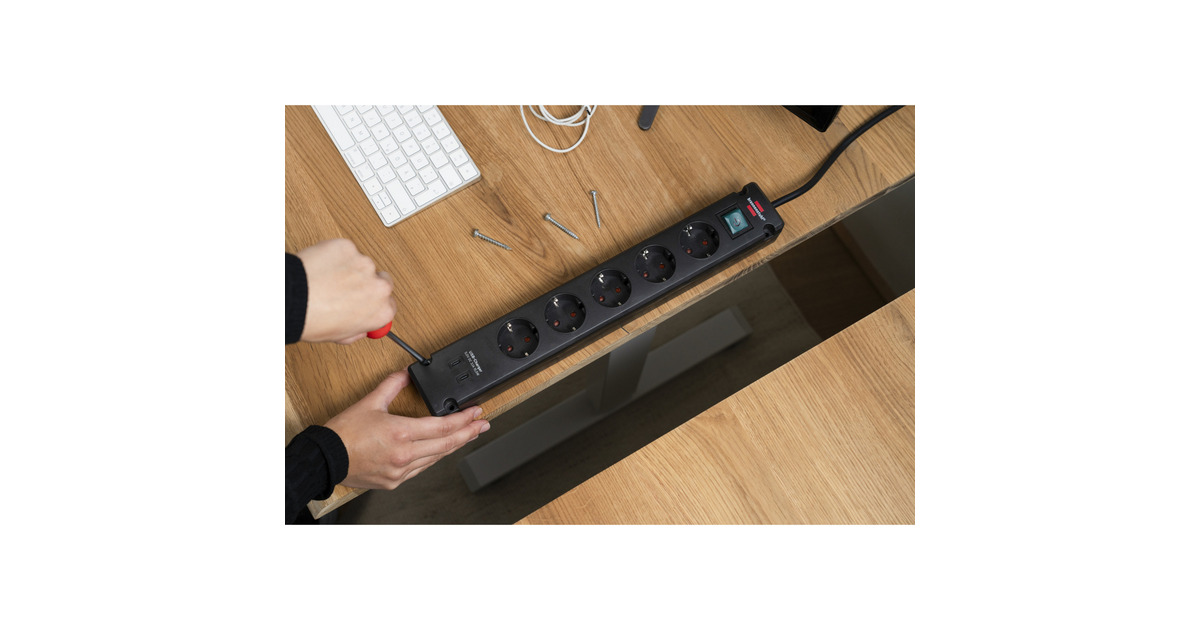 BrennenstuhlBremounta stekkerdoos 5-voudig met 2 USB C-laadcontactdozen stekkerdoos  (Zwart, 2x USB C)