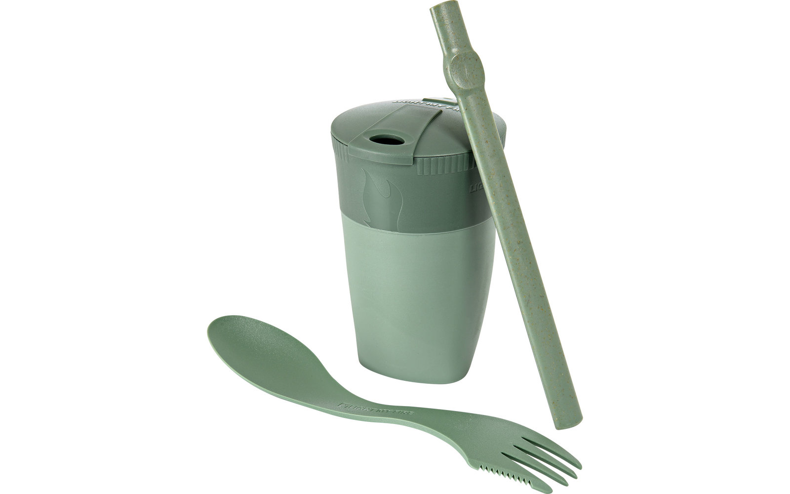 LightMyFire ReKit Trinkbecher mit Trinkhalm und Besteck aus Bioplastik Dustypink