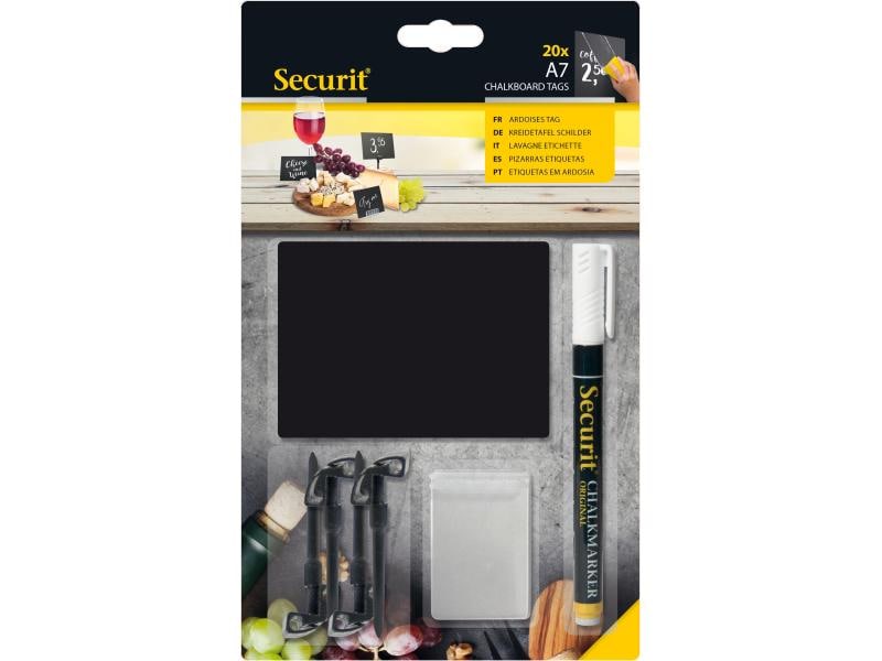 Securit Minikreidetafel A7 Set à 20 Stück Schwarz Tischkreidetafel