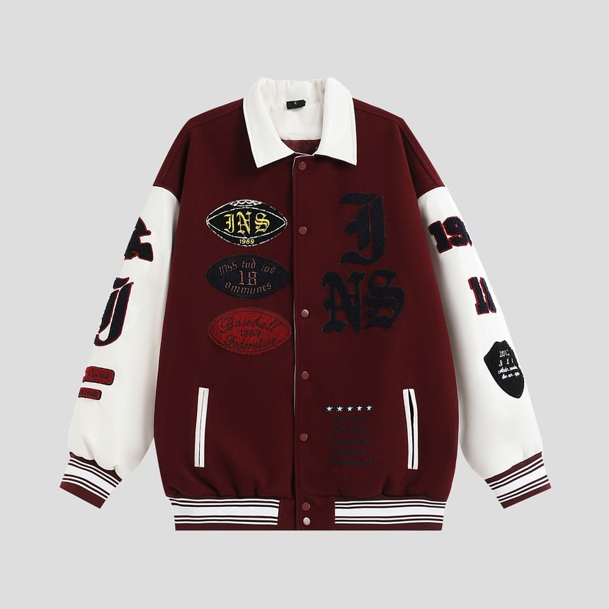 Banash - Matching baseballjack met geborduurde letters en knoopjes