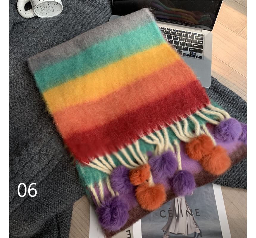 HATHOT - Color Block Chenille Ball Sjaal (Diverse ontwerpen)