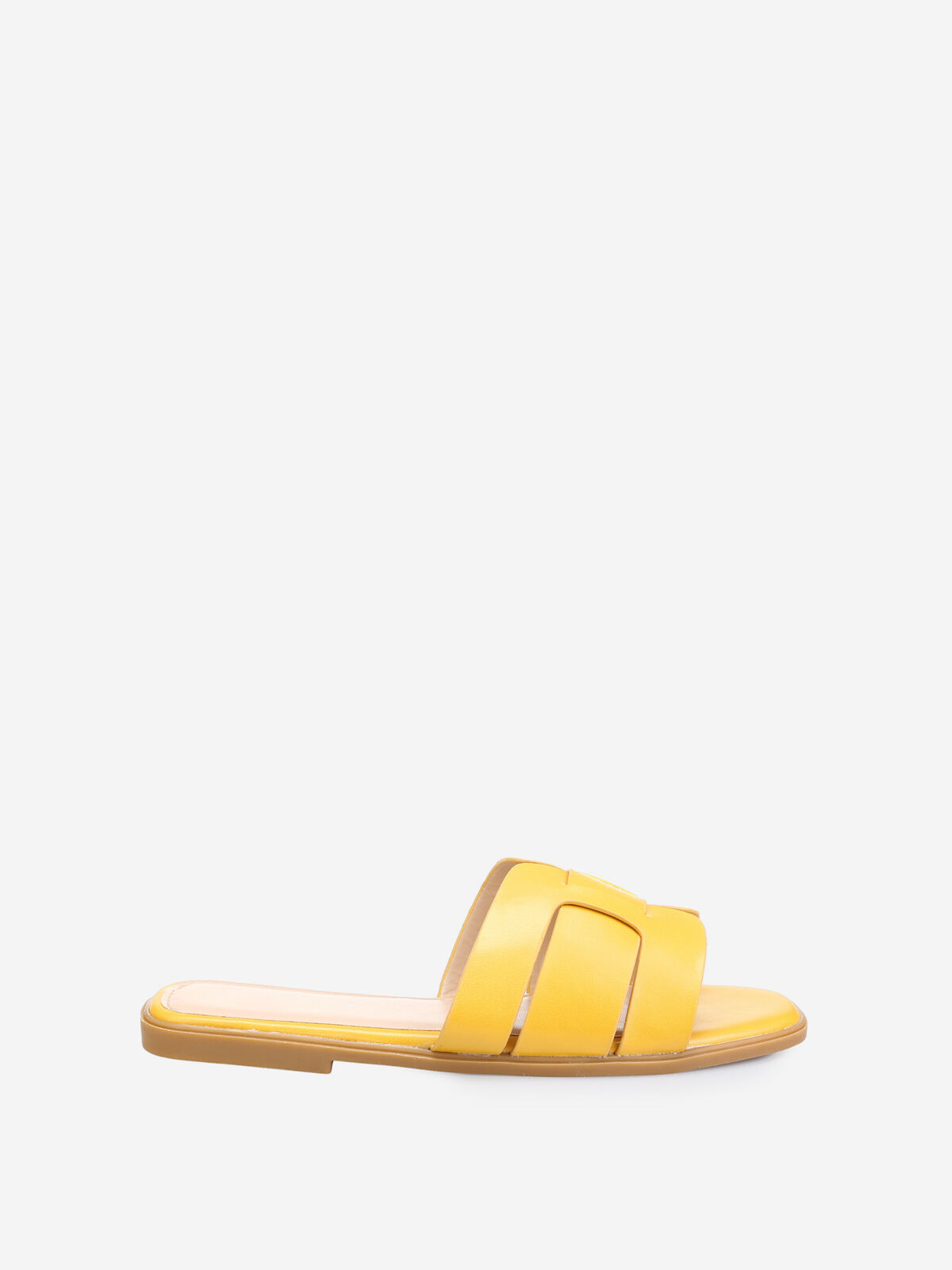 Mules à larges brides croisées- Jaune