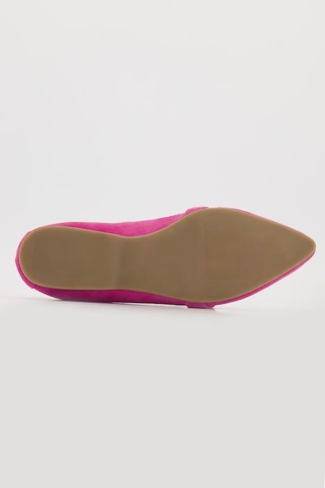 Leder-Ballerinas, Veloursleder, elastische Ferse, Weite H