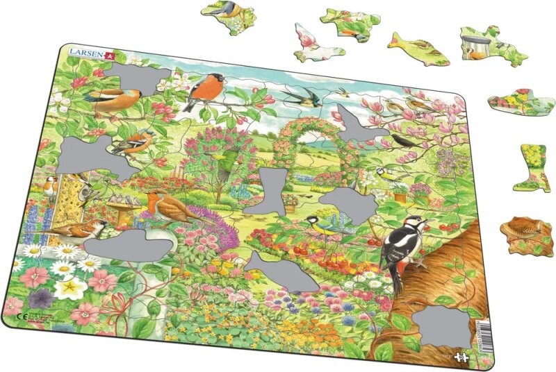 Larsen Puslespil - Fugle Og Blomster I Haven - 60 Brikker