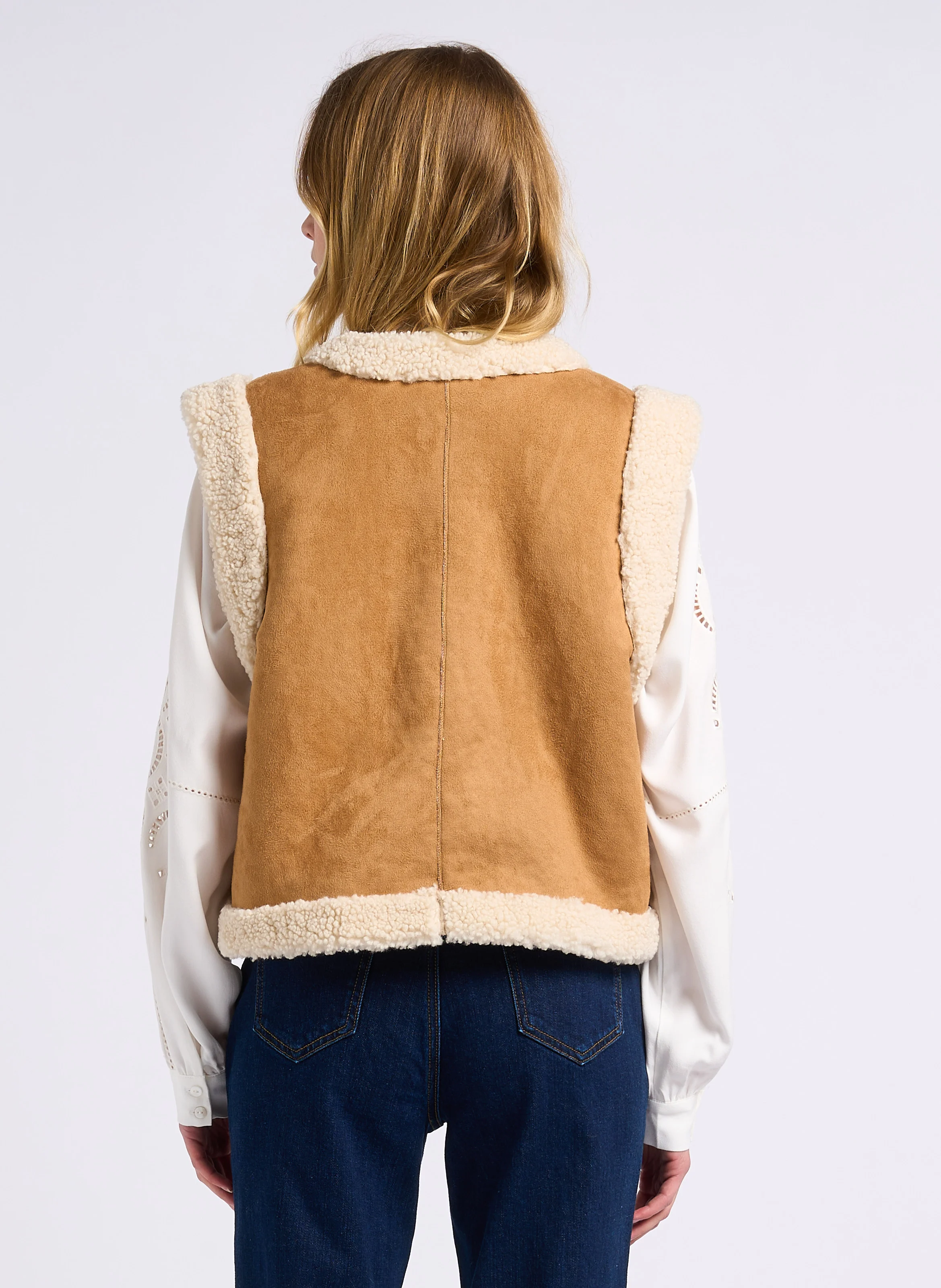 DIDO - Veste col rond réversible en sherpa | Marron
