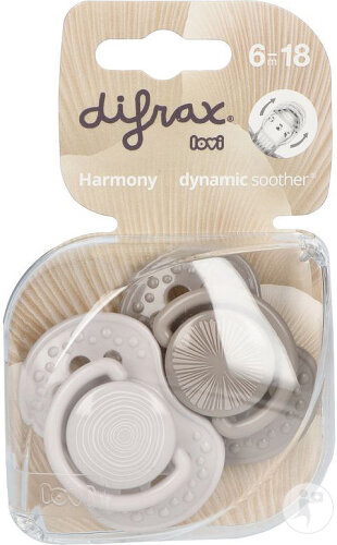Difrax Dynamic Sucette 6-18 Mois Harmony Light Grey/Dark Grey 2 Pièces