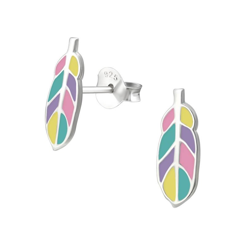 Boucle d'oreille plume en argent 925/1000