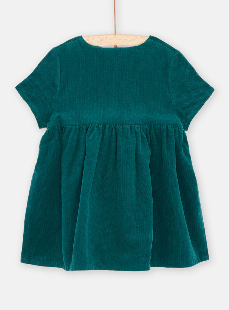 Robe bleu pétrole réversible pour bébé fille
