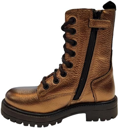 Braqeez - 424762-997 - Veterboots - Bruin - Leer - Veters - Metallic Look