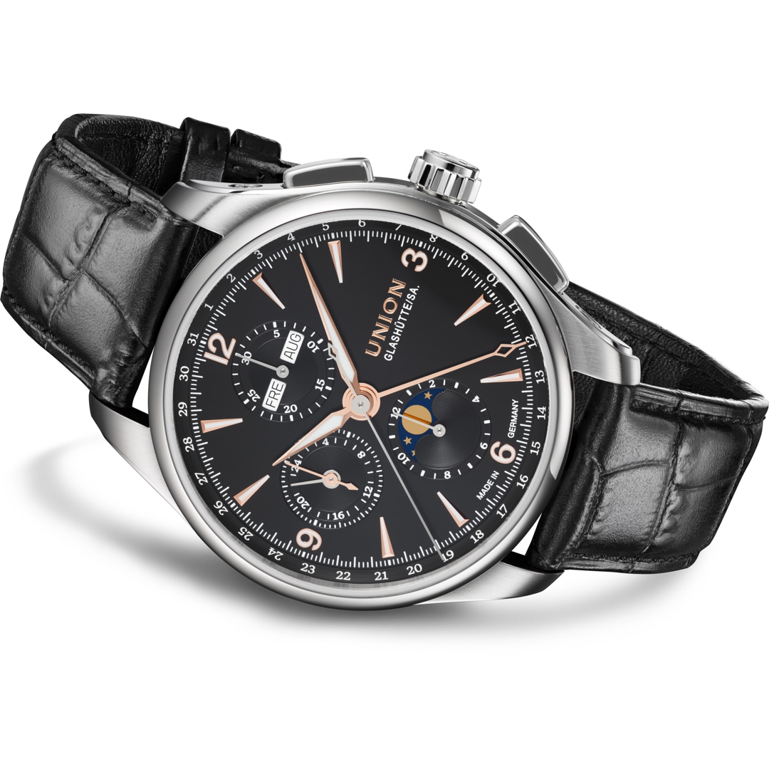 Union Glashütte Belisar Chronograph Mondphase Schwarz 42mm