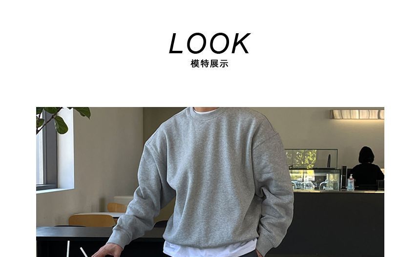 Okwano - Sweatshirt met ronde hals en effen kleur