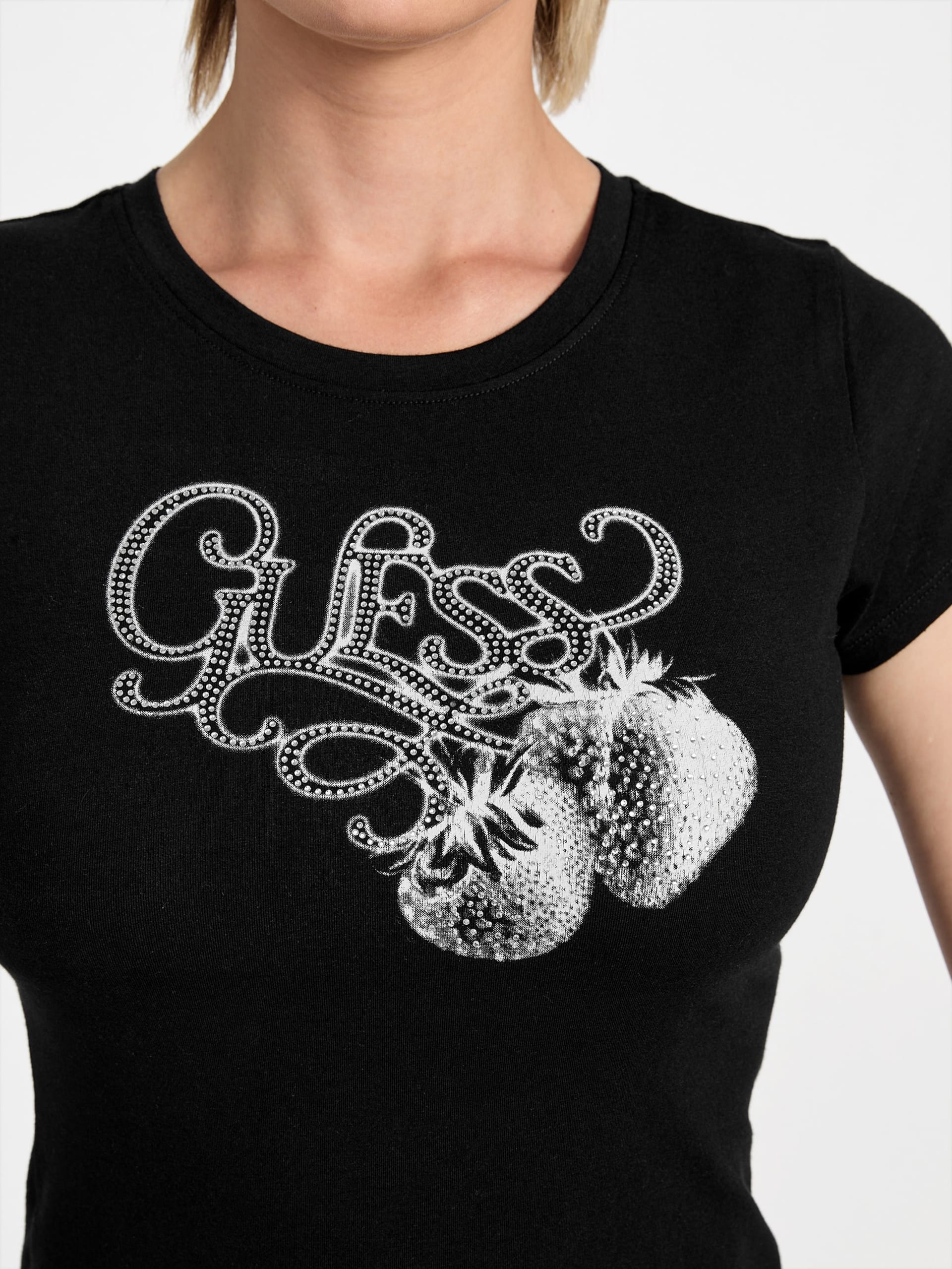 Camiseta Eco Strawberry Logo com Strass