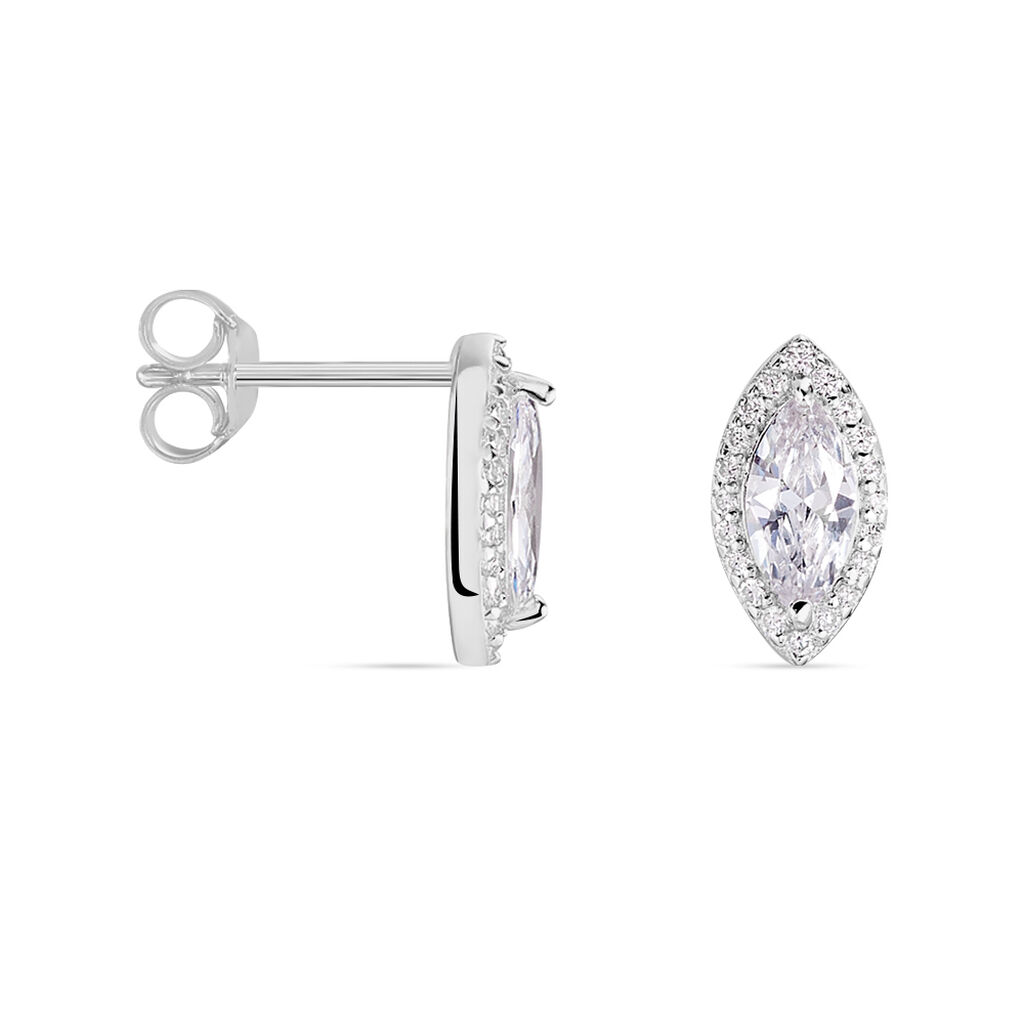 Boucles D'oreilles Puces Arone Argent Blanc Oxyde De Zirconium