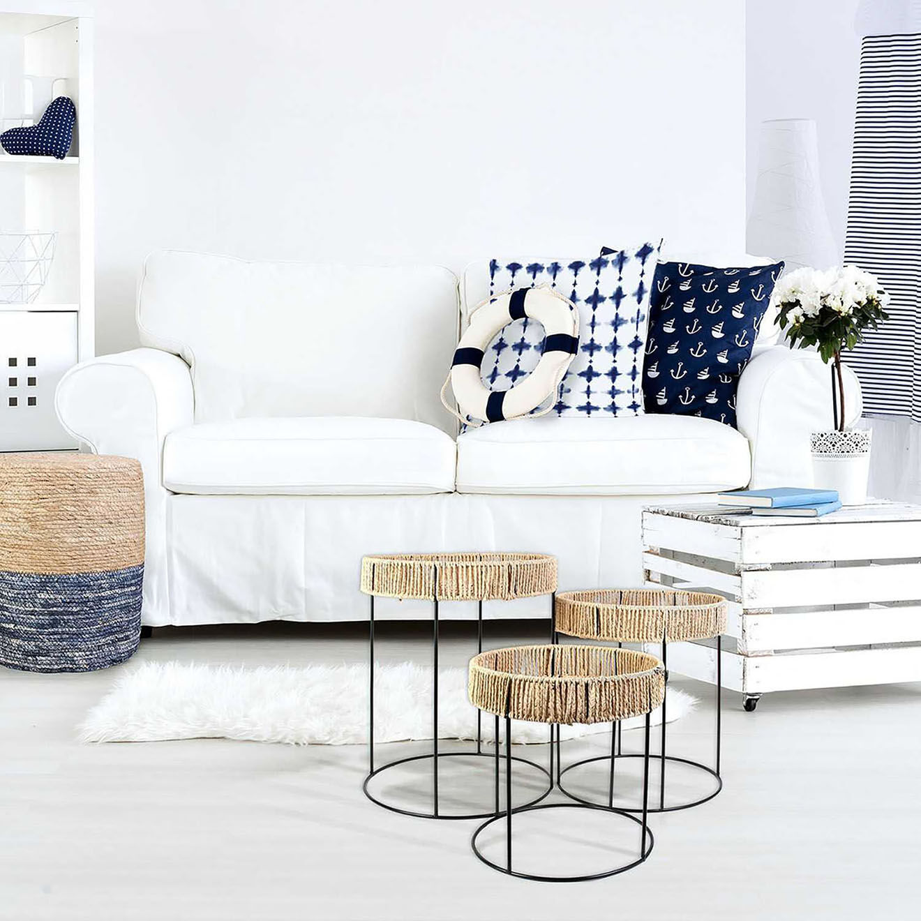 Home Deco Factory 3 Tables Gigognes beige/noir - 112x52x40 cm