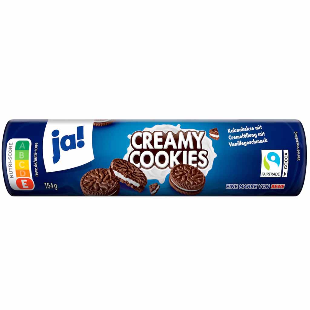Ja! Creamy Cookies 154g Kakao Doppelkekse MHD:1.9.25
