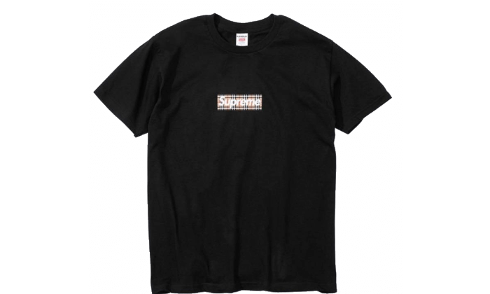 Supreme Burberry Box Logo Tee Black