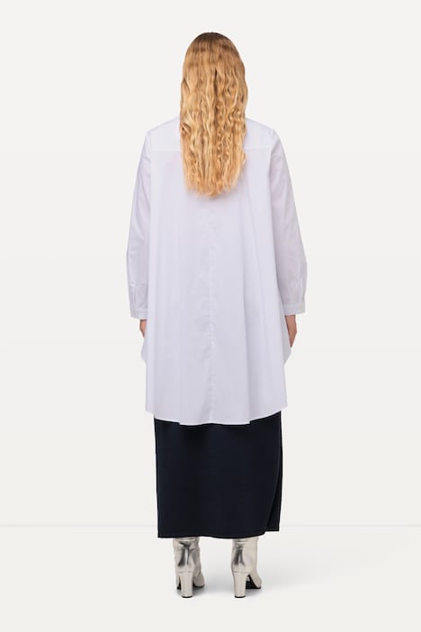 Longbluse, A-Linie, Hemdkragen, Langarm