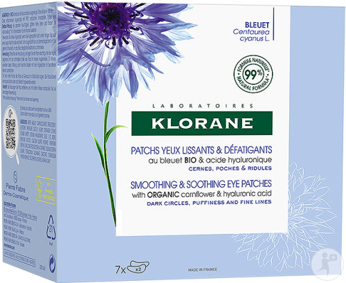 Klorane Patchs Yeux Lissants Hydro-Gel Au Bleuet Bio Et À L'Acide Hyaluronique 14 Pièces