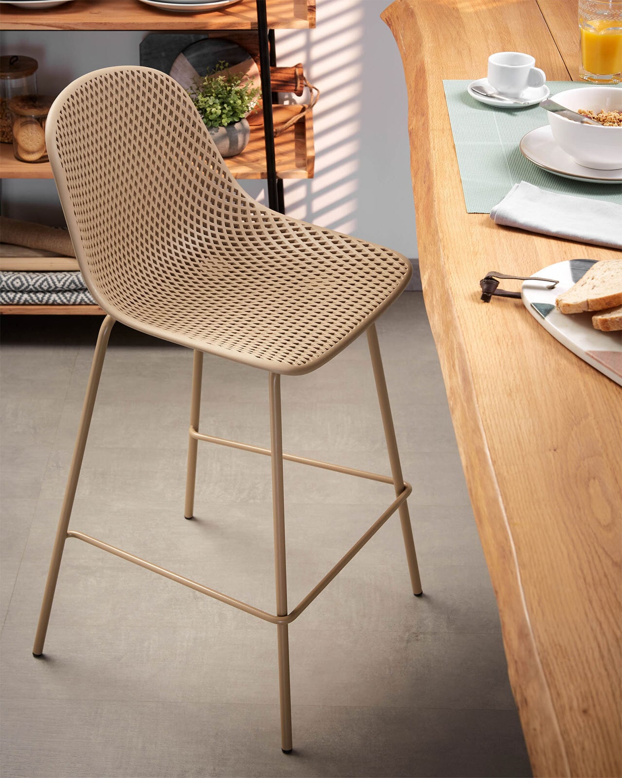 Kave Home Outdoor Barstuhl QUINBY 4er Set 65 cm braun