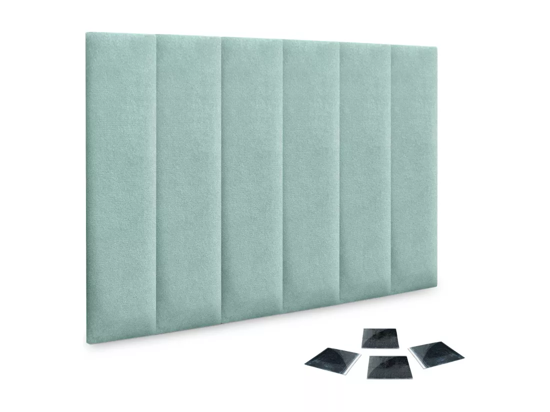 DHOME Lot de 6 Panneaux Rembourrés en Tissu Aqualine Autocollants pour Mur Acoustiques Absorbants Protection contre les choc (Vert d'Eau, 60x20cm, x6)