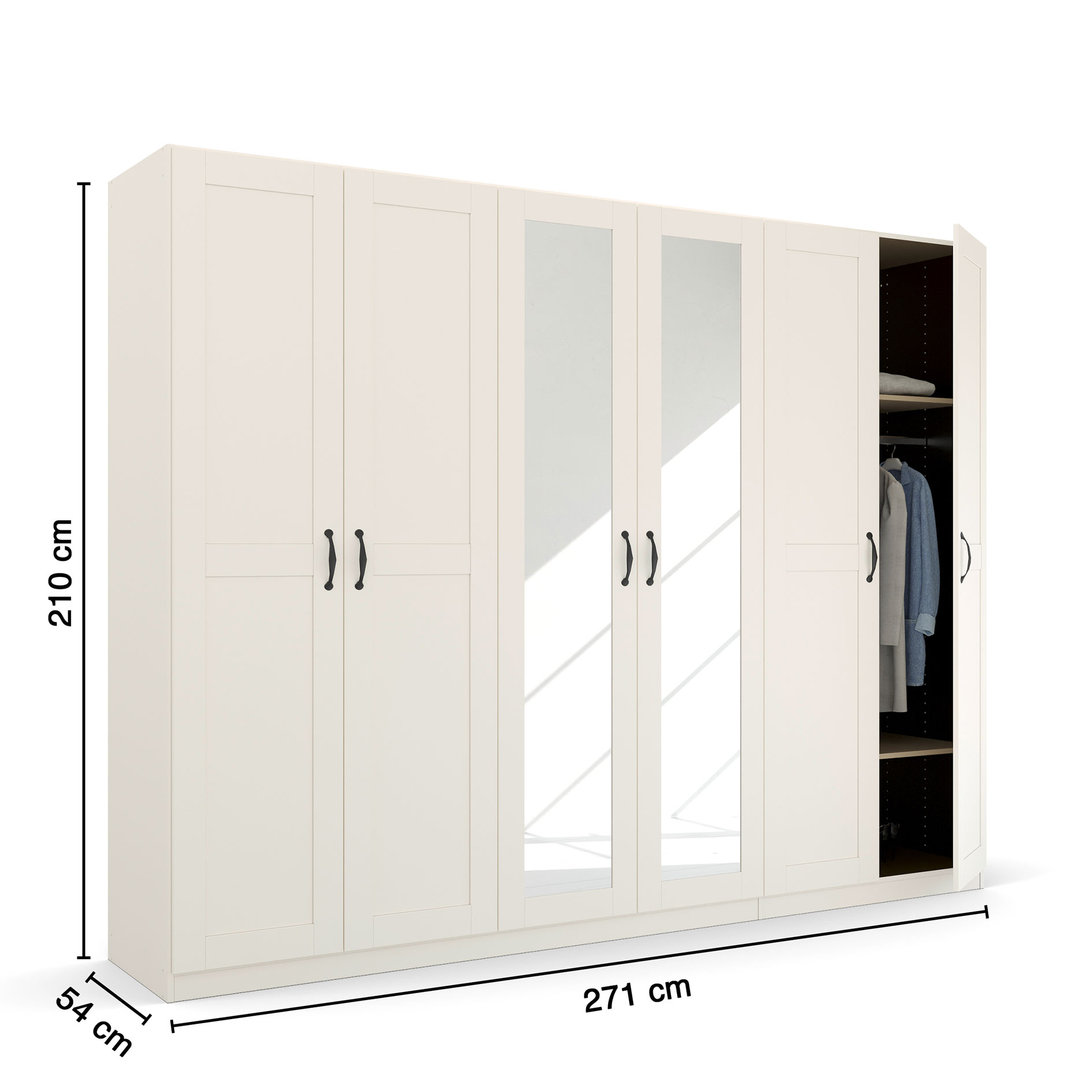 Drehtürenschrank - alpinweiß matt - alpinweiß - 271 cm