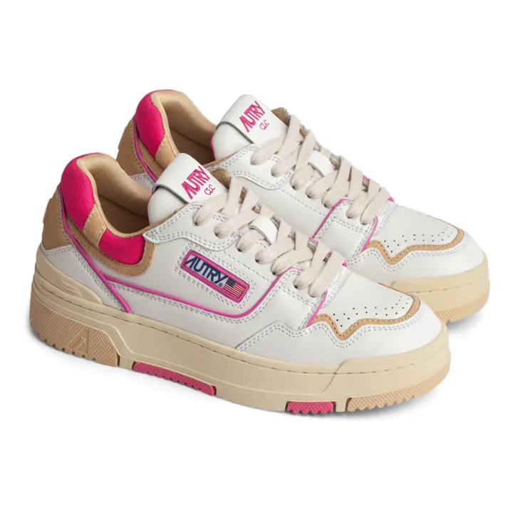 Autry Baskets CLC Low Cuir Bicolore | Rose fuschia