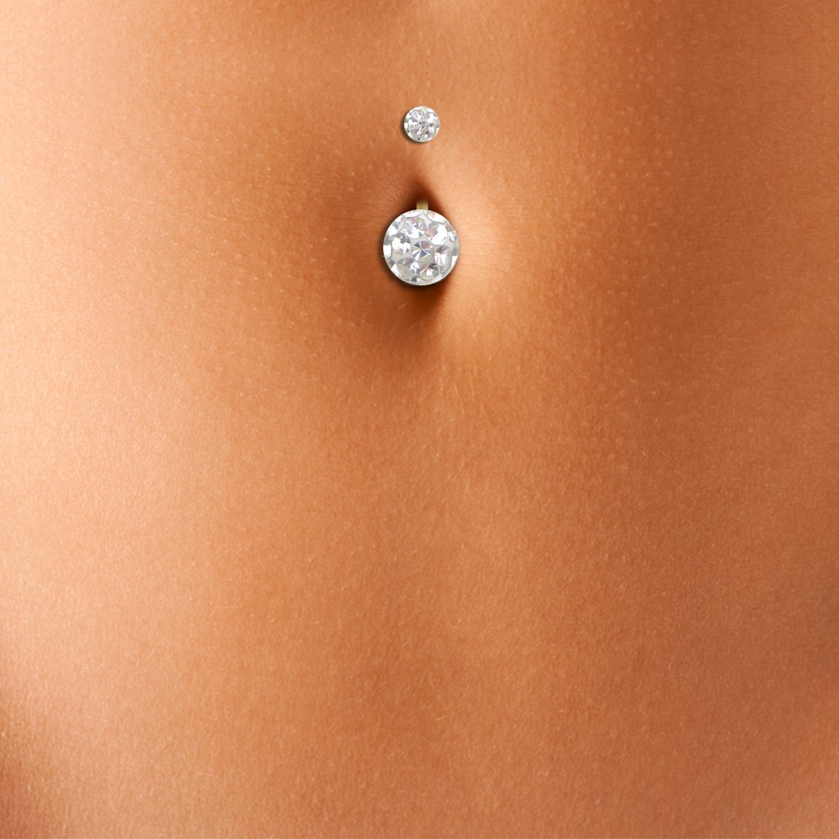 Piercing de nombril en or blanc et cristal de Swarovski multicolore doré