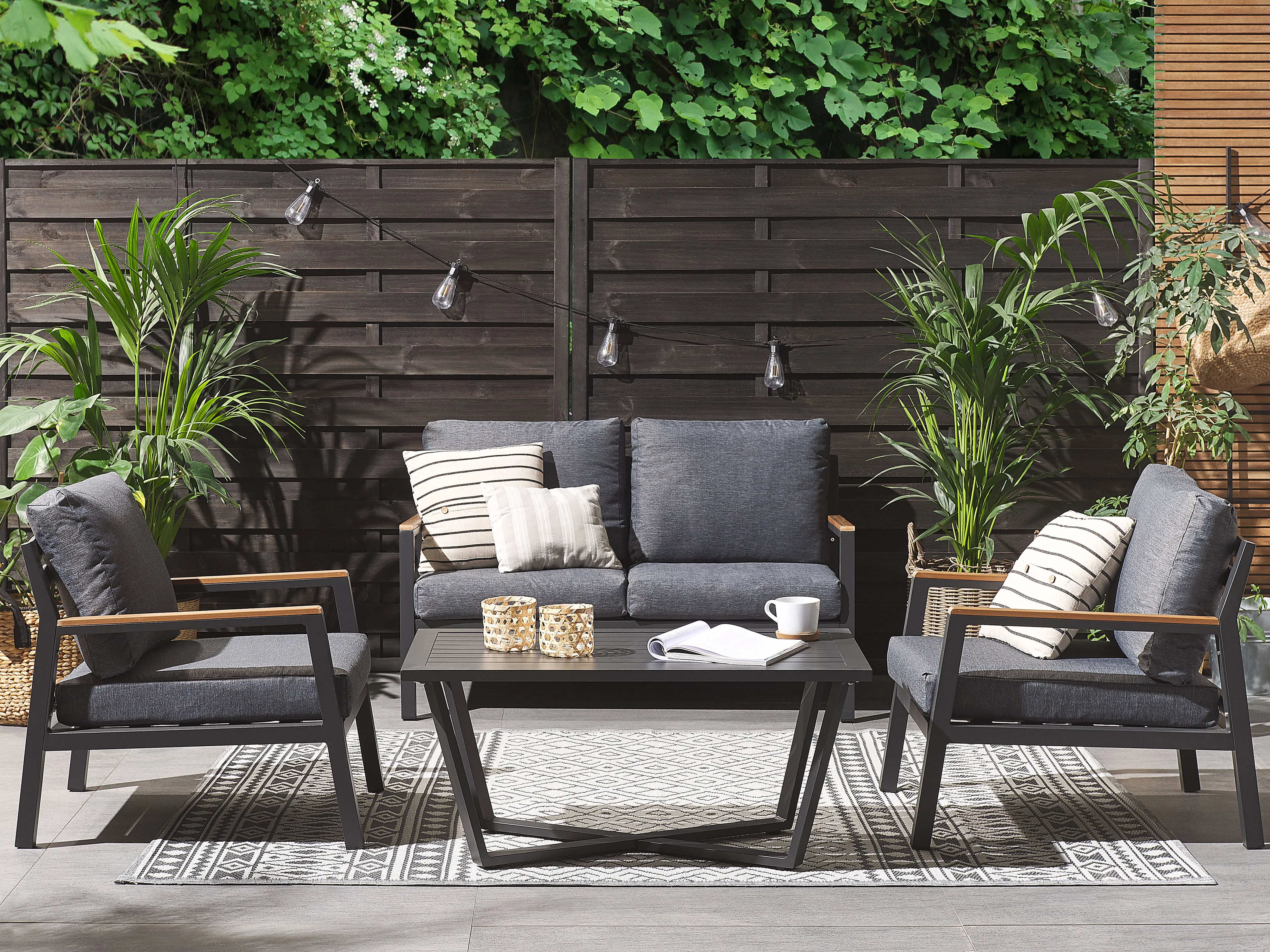 Loungeset met tafel 4-zits DELIA Metaal Grijs