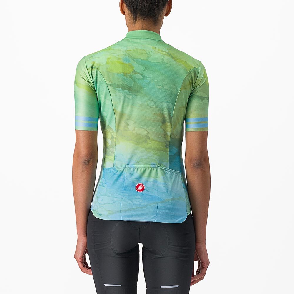 Castelli Marmo Fietsshirt Korte Mouwen Groen/Blauw Dames