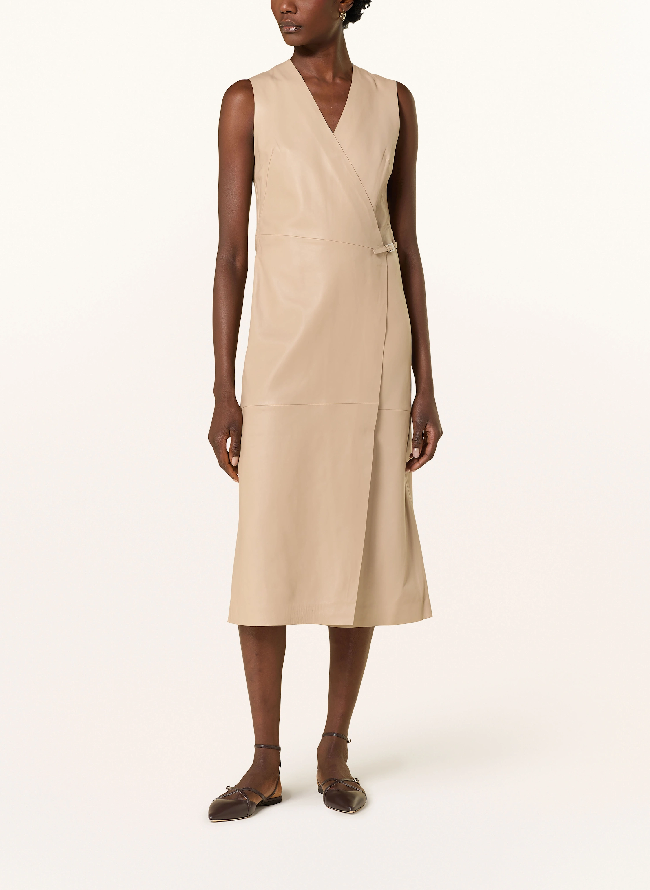BOSS Lederkleid SYESHA in Wickeloptik