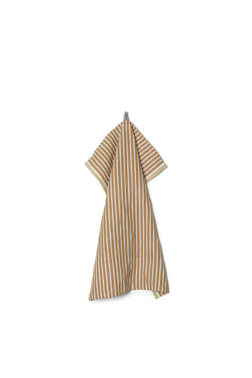 Ferm Living Hale yarn-dyed theedoek Faded Blue/Burgundy