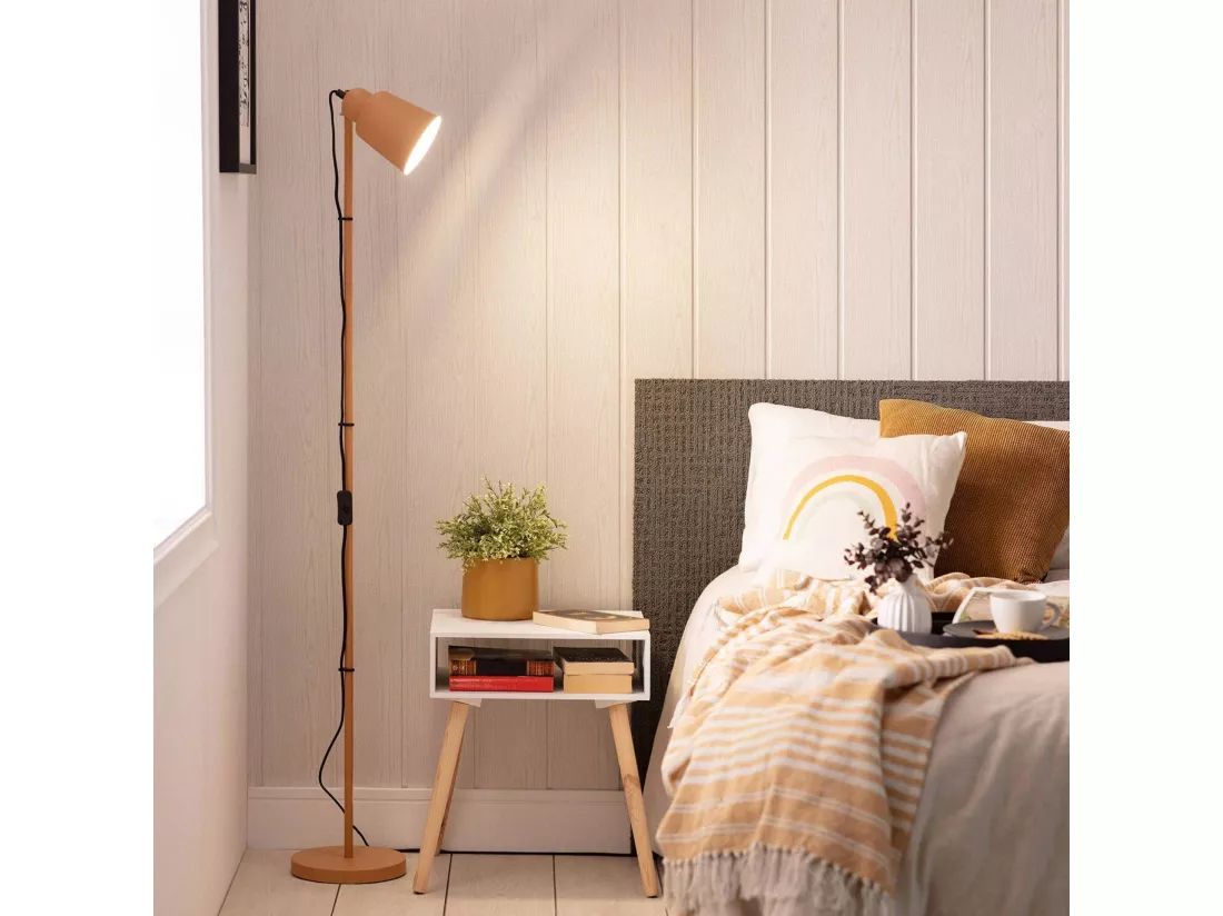 Lampadaire intérieur métal camel H 145cm Rémi