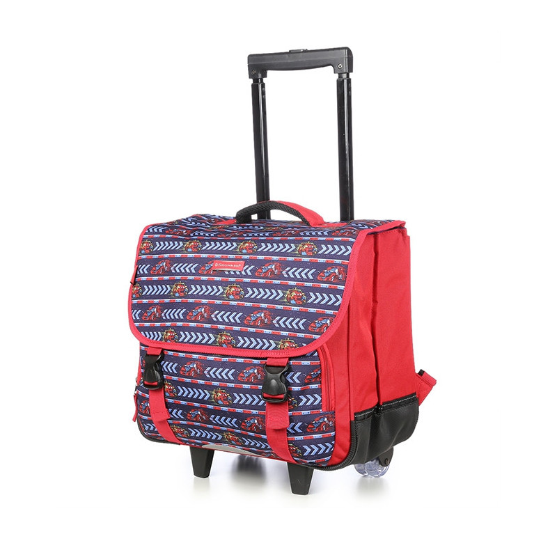 Cartable à roulettes 41 cm bleu et rouge