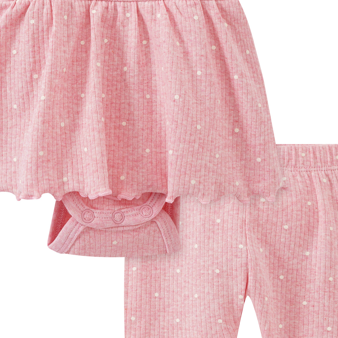 Topomini Baby Bodykleid und Leggings mit Punkten rosa