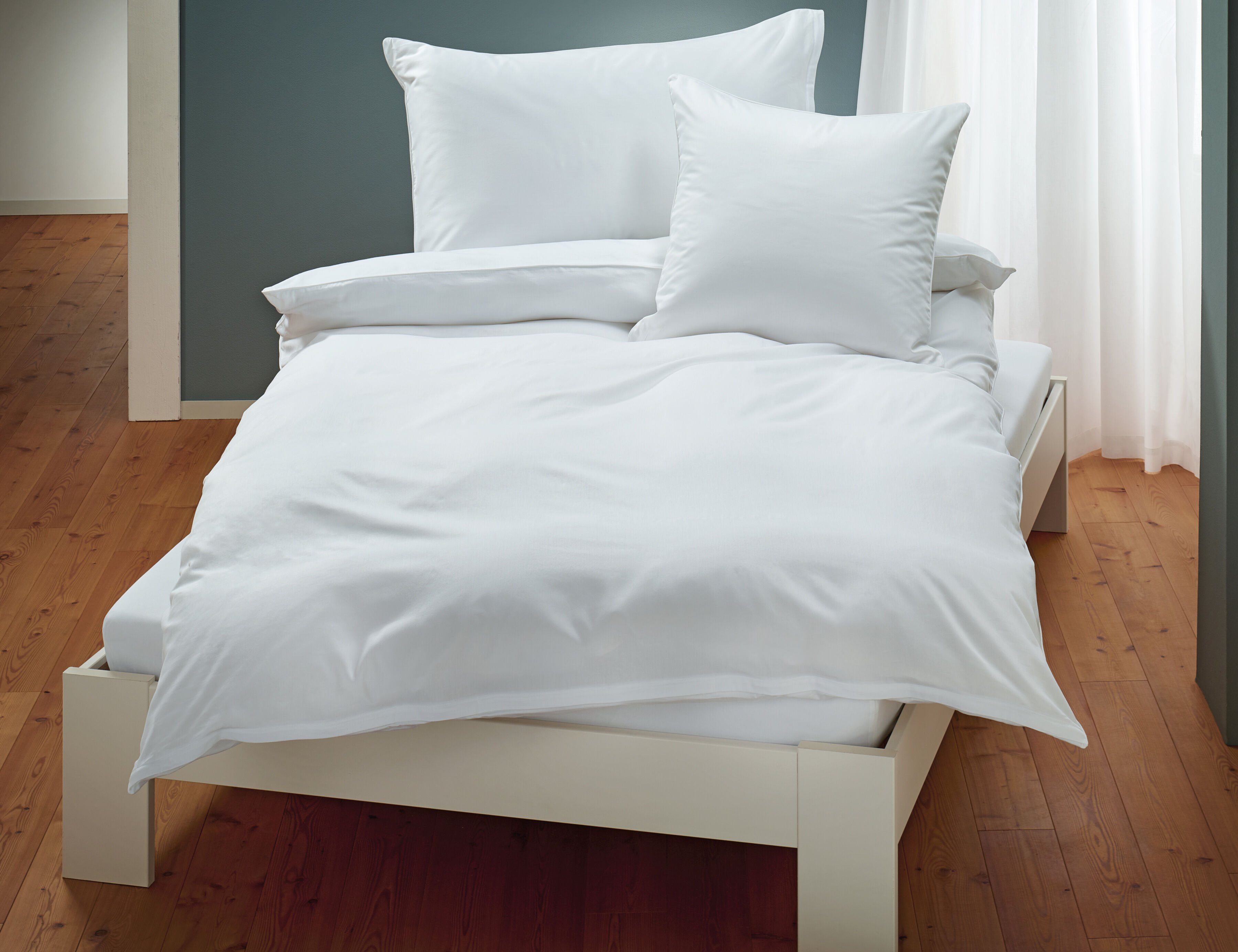 Uni Satin Bettwäsche mit Biese