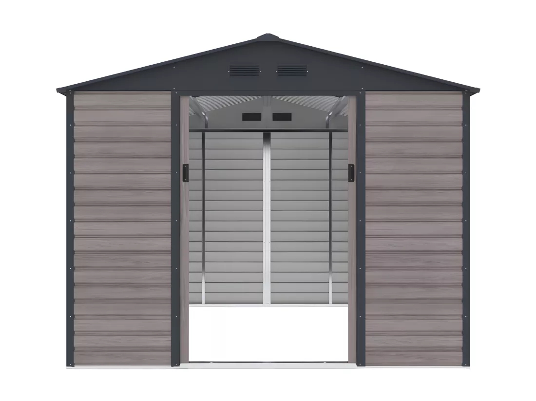 Abri de jardin métal en acier galvanisé effet bois gris 8,94 m² - ADELMO