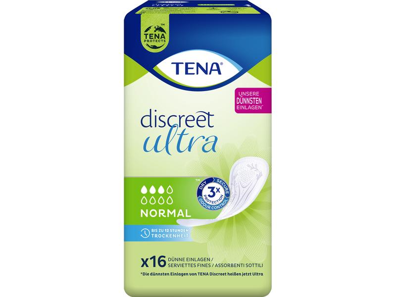 Tena Inkontinenz Einlagen Discreet Ultra normal 16 Stück Einlagen für die weibliche Anatomie